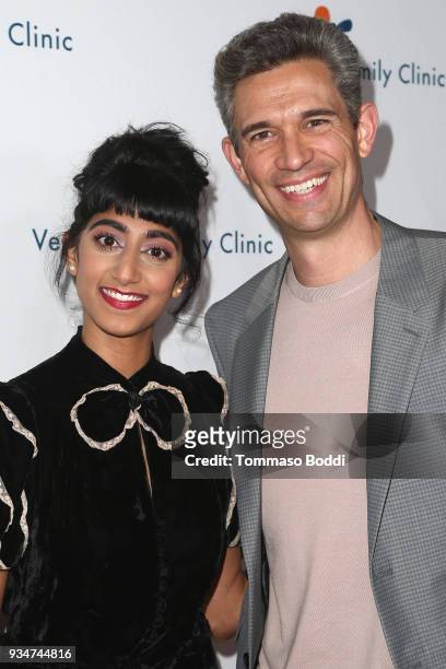 Sunita Mani and Mike Farah attend the Venice Family Clinic's 36th Annual Silver Circle Gala at The Beverly Hilton Hotel on March 19, 2018 in Beverly...
