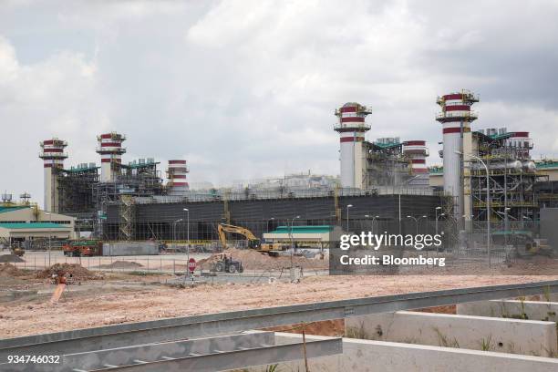 Cogeneration plant stands at the under construction Petronas Nasional Berhad Refinery and Petrochemical Integrated Development Project, part of the...