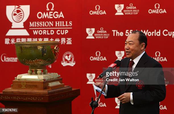 Doctor David Chu, Chairman of Mission Hills golf club during the Foursome's on the second day of the Omega Mission Hills World Cup on the Olazabal...