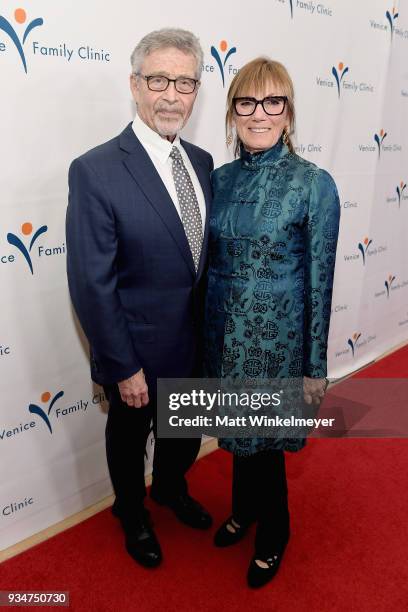 Silver Circle Gala Host Committee members Barry Meyer Smith and Dr. Wendy Meyer Smith attend the Venice Family Clinic Silver Circle Gala at The...