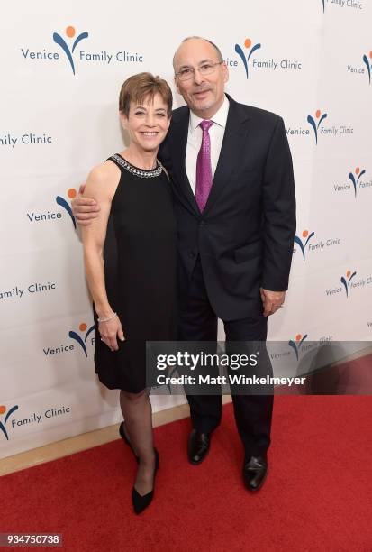 Irma Colen Leadership Award Honoree Joan E. Herman and guest attend the Venice Family Clinic Silver Circle Gala at The Beverly Hilton Hotel on March...