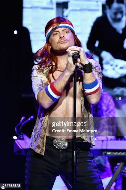 Hugh Jass of The Wayward Sons performs on stage during the Venice Family Clinic Silver Circle Gala at The Beverly Hilton Hotel on March 19, 2018 in...