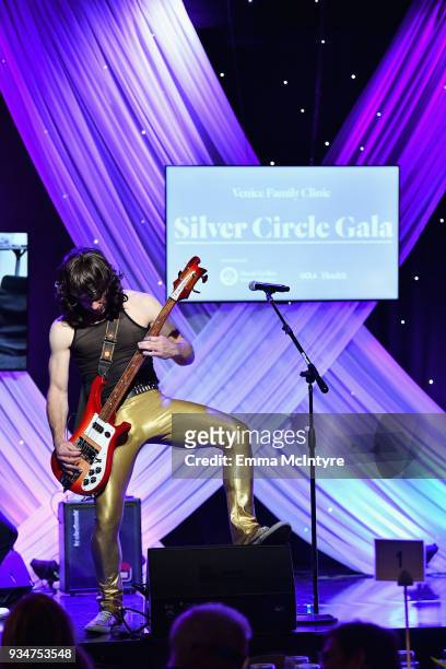 Moe Lato of The Wayward Sons performs on stage during the Venice Family Clinic Silver Circle Gala at The Beverly Hilton Hotel on March 19, 2018 in...