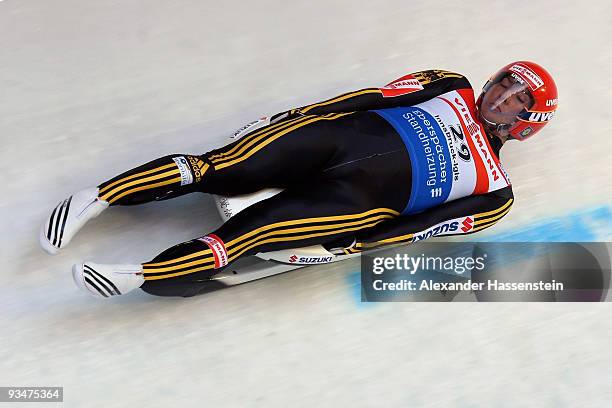 David Moeller of Germany competes in the World Cup Men's event during the Viessmann Luge World Cup on November 29, 2009 in Igls, Austria.