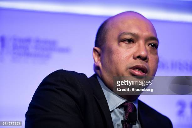 Abdul Rahman Ahmad, president and chief executive officer of Permodalan National Bhd. , speaks during the Credit Suisse Asian Investment Conference...