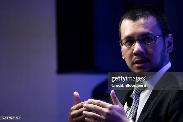 Ahmad Zulqarnain Onn, deputy managing director of Khazanah Nasional Berhad, speaks during the Credit Suisse Asian Investment Conference in Hong Kong,...