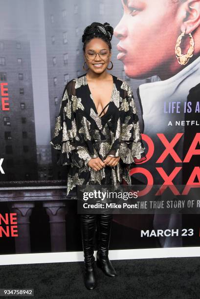 Eden Smith attends the "Roxanne Roxanne" New York Premiere at SVA Theater on March 19, 2018 in New York City.