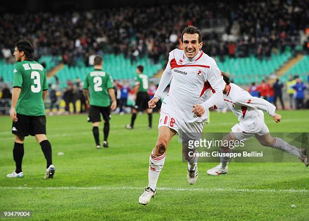 Giuseppe Greco of AS Bari celebrates after scoring their second goal during the Serie A match between AS Bari and AC Siena at Stadio San Nicola on...