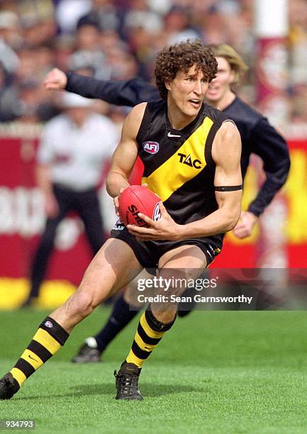 Darren Gaspar for Richmond in action during the AFL Semi Final match played between the Richmond Tigers and the Carlton Blues held at the Melbourne...