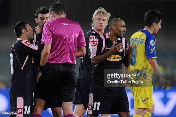 Fabio Liverani of Palermo walks off after referee Paolo Mazzoleni shows him a red card during the Serie A match between AC Chievo Verona and US Citta...