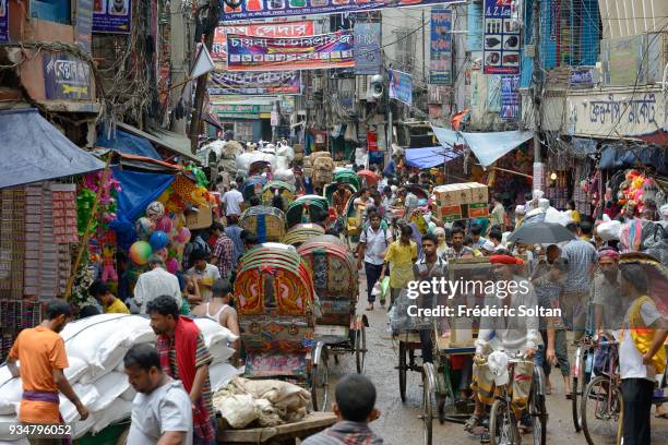 The capital city of Dhaka. The neighbourhood of Sadarghat, in the old city of Dhaka, the capital of Bangladesh in June 15, 2015 in Dhaka, Bangladesh