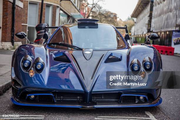 The Pagani Zonda Milson, owned by car collector Mileson Guo on March 30, 2017 in London, England. A special one off variant of the Pagani Zonda. The...