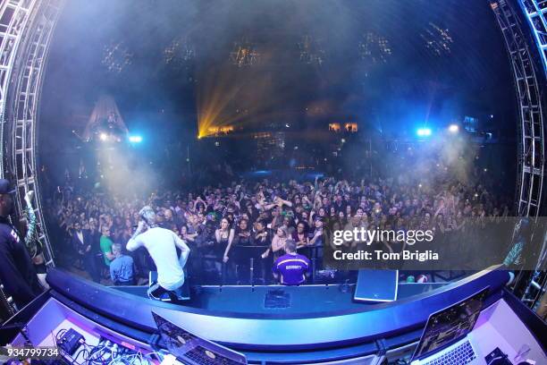 March 17: Machine Gun Kelly performs at The Pool After Dark at Harrah's Resort on March 17, 2018 in Atlantic City, New Jersey.