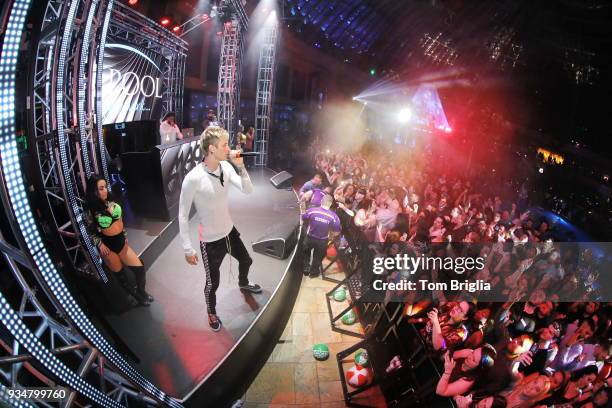 March 17: Machine Gun Kelly performs at The Pool After Dark at Harrah's Resort on March 17, 2018 in Atlantic City, New Jersey.