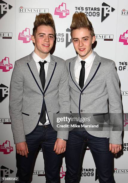 John and Edward Grimes of John & Edward attend the T4 Star of 2009 concert at Earls Court on November 29, 2009 in London, England.