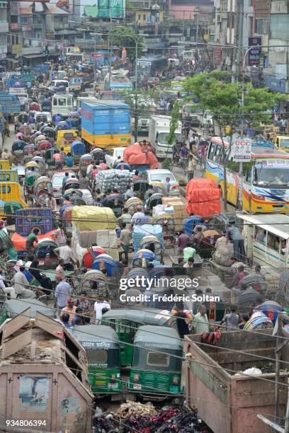 The capital city of Dhaka. Traffic jam in the suburbs of the city of Dhaka, the capital of Bangladesh in June 15, 2015 in Dhaka, Bangladesh