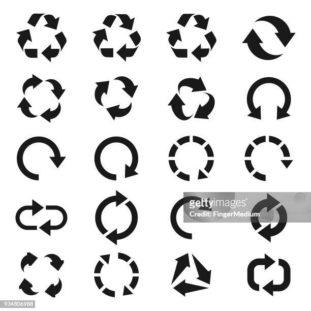 recycle icon set - recycling symbol stock illustrations
