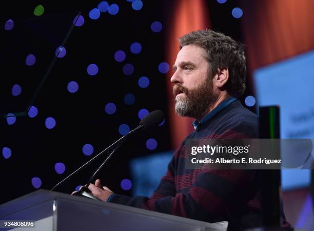 Actor Zach Galifianakis attends the Venice Family Clinic's 36th Annual Silver Circle Gal at The Beverly Hilton Hotel on March 19, 2018 in Beverly...