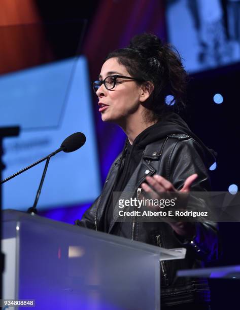Actress Sarah Silverman attends the Venice Family Clinic's 36th Annual Silver Circle Gal at The Beverly Hilton Hotel on March 19, 2018 in Beverly...