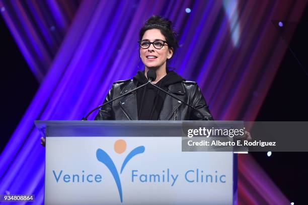 Actress Sarah Silverman attends the Venice Family Clinic's 36th Annual Silver Circle Gal at The Beverly Hilton Hotel on March 19, 2018 in Beverly...