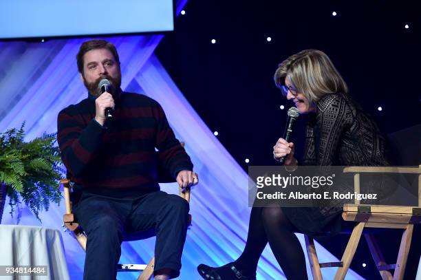 Actor Zach Galifianakis and Dr. Karen Lamp attend the Venice Family Clinic's 36th Annual Silver Circle Gal at The Beverly Hilton Hotel on March 19,...