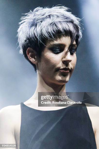 Model is seen during Hair Company Professional Trend Preview Spring - Summer 2018 show during On Hair Collection at BolognaFiere Exhibition Centre on...