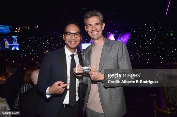 Mike Farah and Brad Jenkins attend the Venice Family Clinic's 36th Annual Silver Circle Gal at The Beverly Hilton Hotel on March 19, 2018 in Beverly...