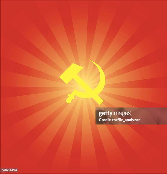 symbol of ussr - hammer and sickle - hammer-and-sickle stock illustrations