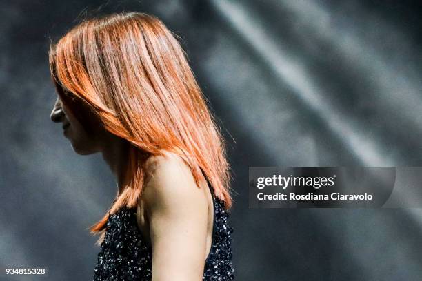 Model is seen during Hair Company Professional Trend Preview Spring - Summer 2018 show during On Hair Collection at BolognaFiere Exhibition Centre on...