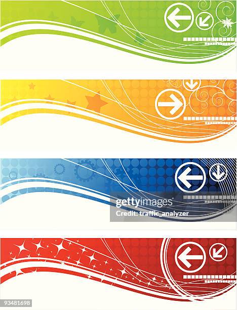 four abstract banners - lower third stock illustrations