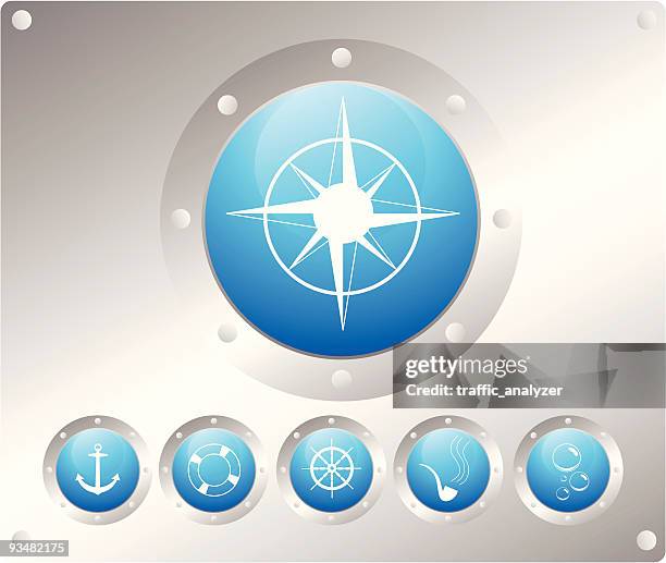 stockillustraties, clipart, cartoons en iconen met sea icons - porthole