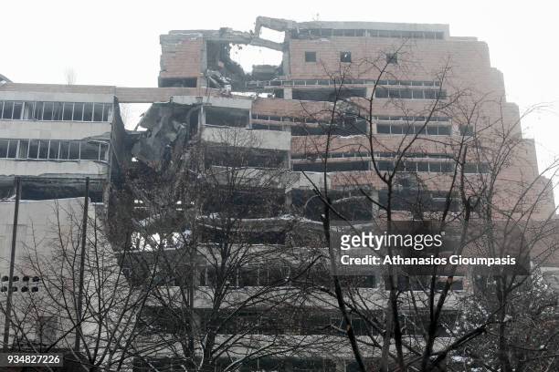 The bombed Yugoslav Ministry of Defence building on December 31, 2010 in Belgrade, Serbia. The Yugoslav Ministry of Defence building still remains...