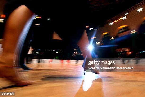 Couple enter the dancefloor for the World Latin Dance Masters at Innsbruck Congress Hall on November 28, 2009 in Innsbruck, Austria.