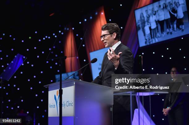 Scott Aukerman attend the Venice Family Clinic's 36th Annual Silver Circle Gal at The Beverly Hilton Hotel on March 19, 2018 in Beverly Hills,...