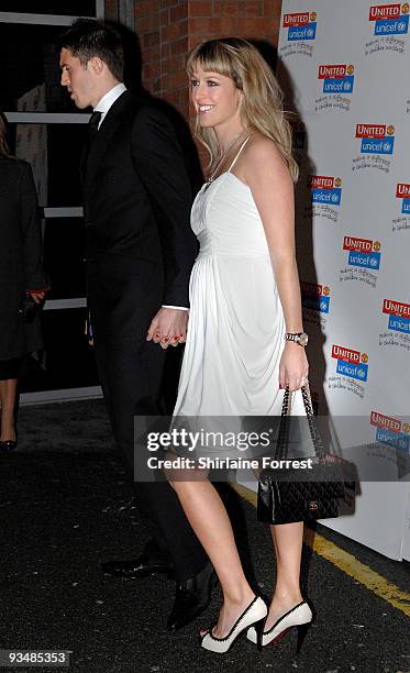 Michael Carrick and wife Lisa Roughead attend the Manchester United annual gala dinner - United For UNICEF at Old Trafford on November 29, 2009 in...