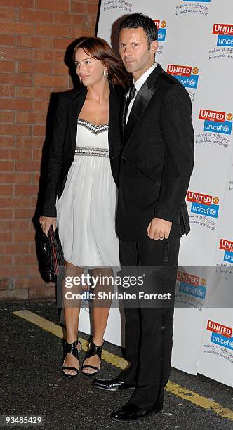 Ryan Giggs and wife Stacey Giggs attend the Manchester United annual gala dinner - United For UNICEF at Old Trafford on November 29, 2009 in...