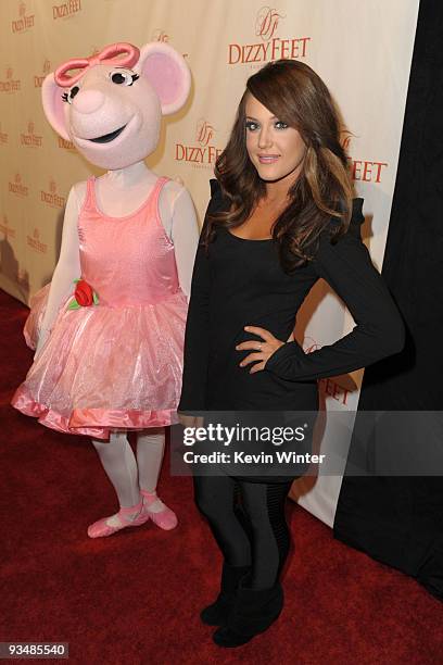 Angelina Ballerina and dancer Lacey Schwimmer arrive at the Dizzy Feet Foundation's Inaugural Celebration of Dance at The Kodak Theater on November...