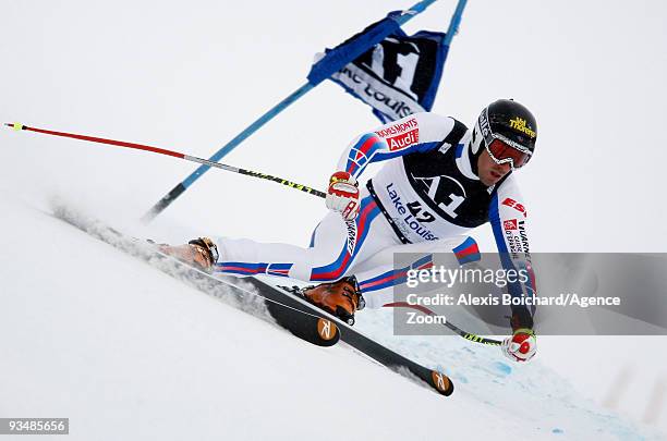 Adrien Theaux of France during the Audi FIS Alpine Ski World Cup Men's SuperG on November 29, 2009 in Lake Louise, Canada.