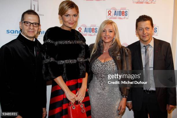 Michel Simon, Lola Karimova, Monika Bacardi and Bruno Spire attend the 25th anniversary dinner for ''AIDS International'' at Les Beaux-Arts de Paris...