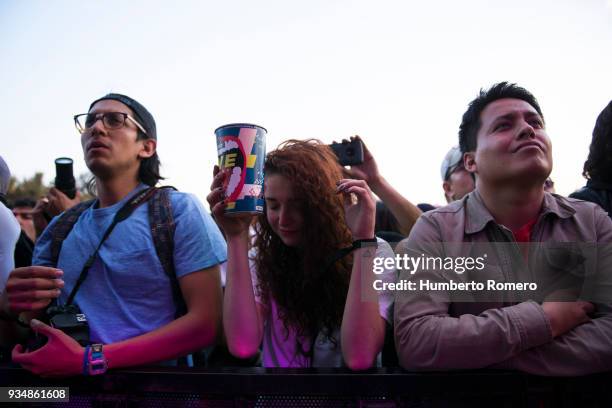 Fans enjoy the atmosphere during Day 1 of the Vive Latino 2018 at Foro Sol on March 17, 2018 in Mexico City, Mexico.
