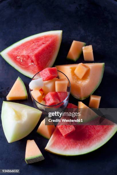 various pieces of melons - rockmelon stock pictures, royalty-free photos & images