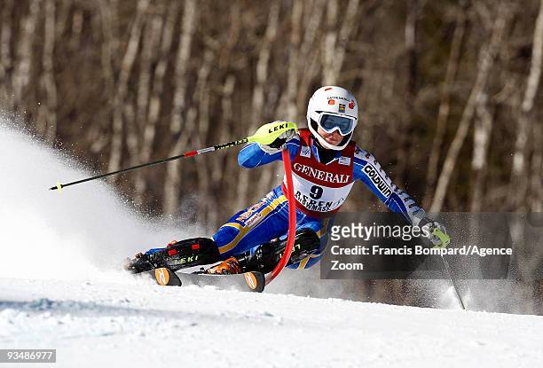 Maria Pietilae-Holmner of Sweden takes 11th place during the Audi FIS Alpine Ski World Cup Women's Slalom on November 29, 2009 in Aspen, Colorado.