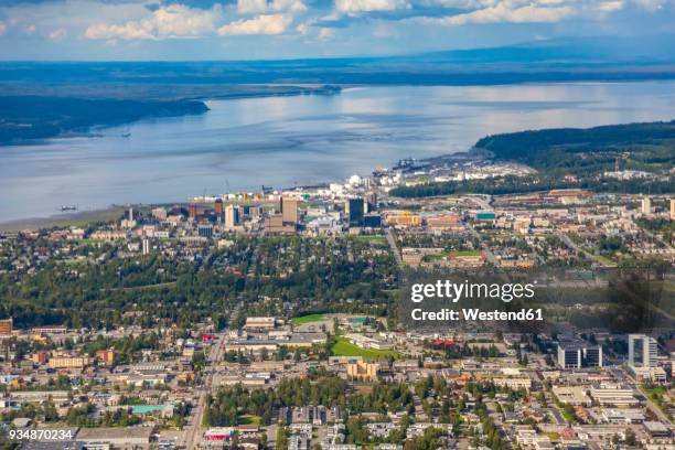 usa, alaska, anchorage, aerial view - anchorage alaska stock pictures, royalty-free photos & images