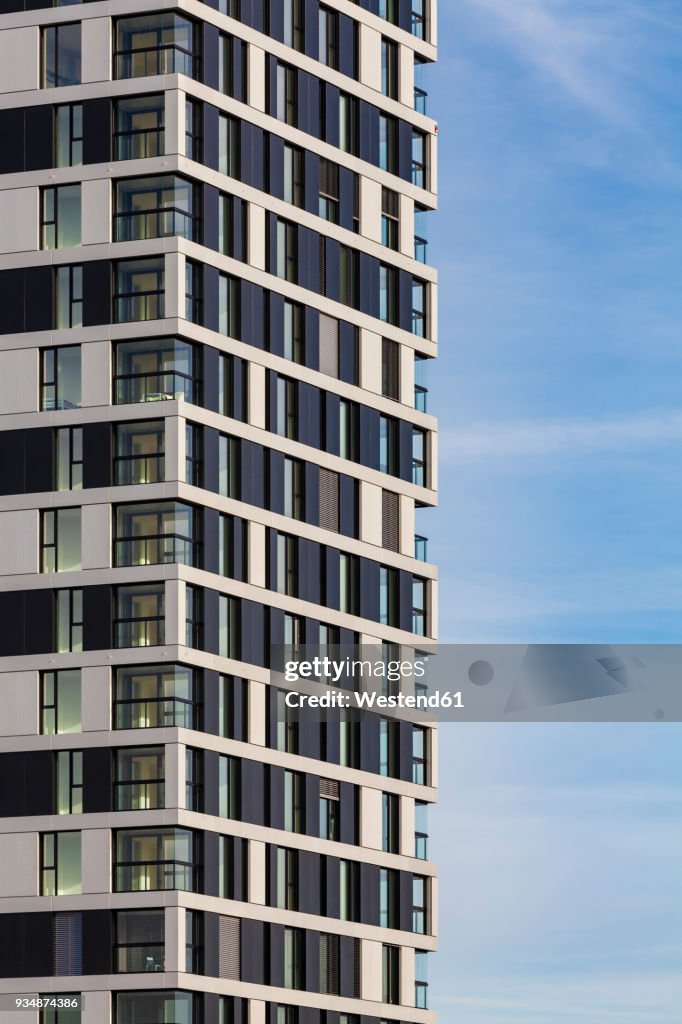 Germany, Stuttgart, modern apartment tower, partial view