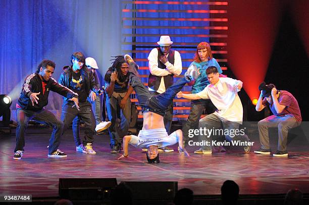 Groovaloos dancers perform at the Dizzy Feet Foundation's Inaugural Celebration of Dance at The Kodak Theater on November 29, 2009 in Hollywood,...