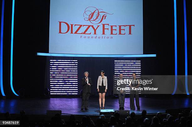 Dizzy Feet Foundation founding members Nigel Lythgoe, Katie Holmes, Adam Shankman and Carrie Ann Inaba onstage at the Dizzy Feet Foundation's...