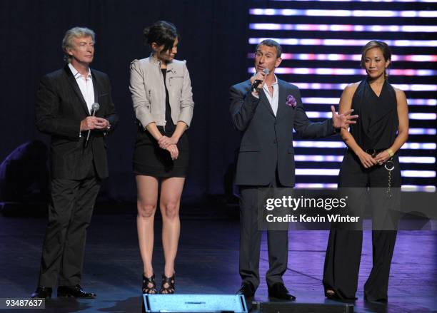 Dizzy Feet Foundation founding members Nigel Lythgoe, Katie Holmes, Adam Shankman and Carrie Ann Inaba onstage at the Dizzy Feet Foundation's...