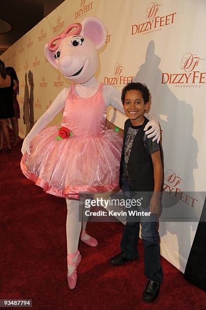 Angelina Ballerina and dancer Isaac Blanks arrive at the Dizzy Feet Foundation's Inaugural Celebration of Dance at The Kodak Theater on November 29,...