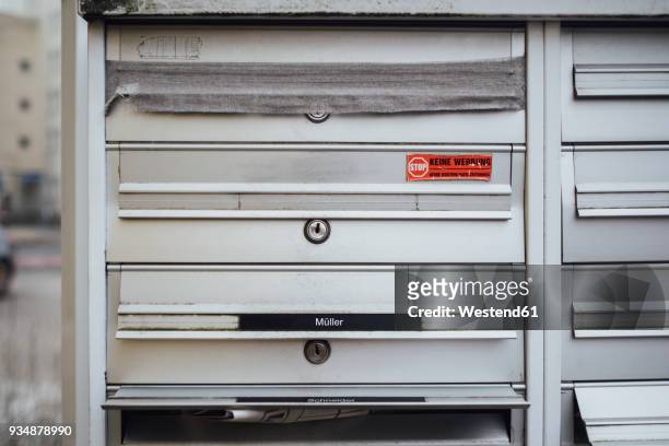 barred mailbox of deceased neighbour - metal nameplate stock pictures, royalty-free photos & images