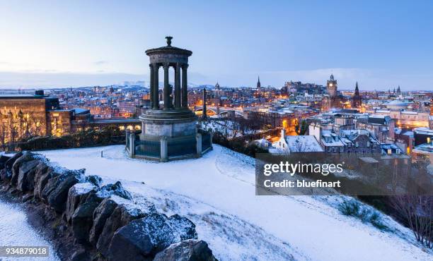 calton hill morning - scotland winter stock pictures, royalty-free photos & images